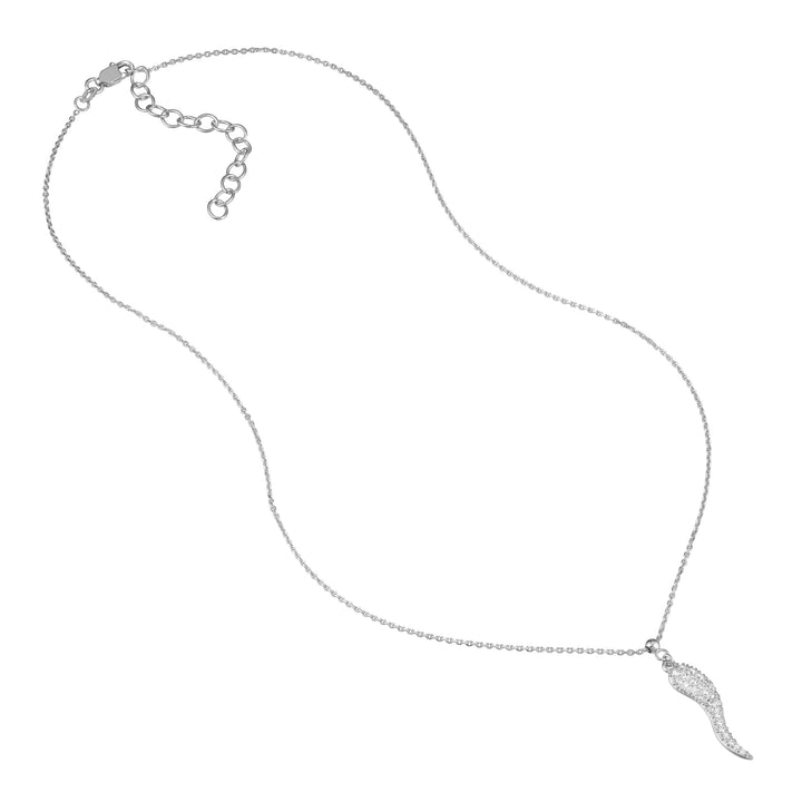 Sterling Silver CZ Italian Horn Adjustable Necklace