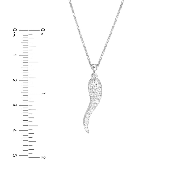 Sterling Silver CZ Italian Horn Adjustable Necklace