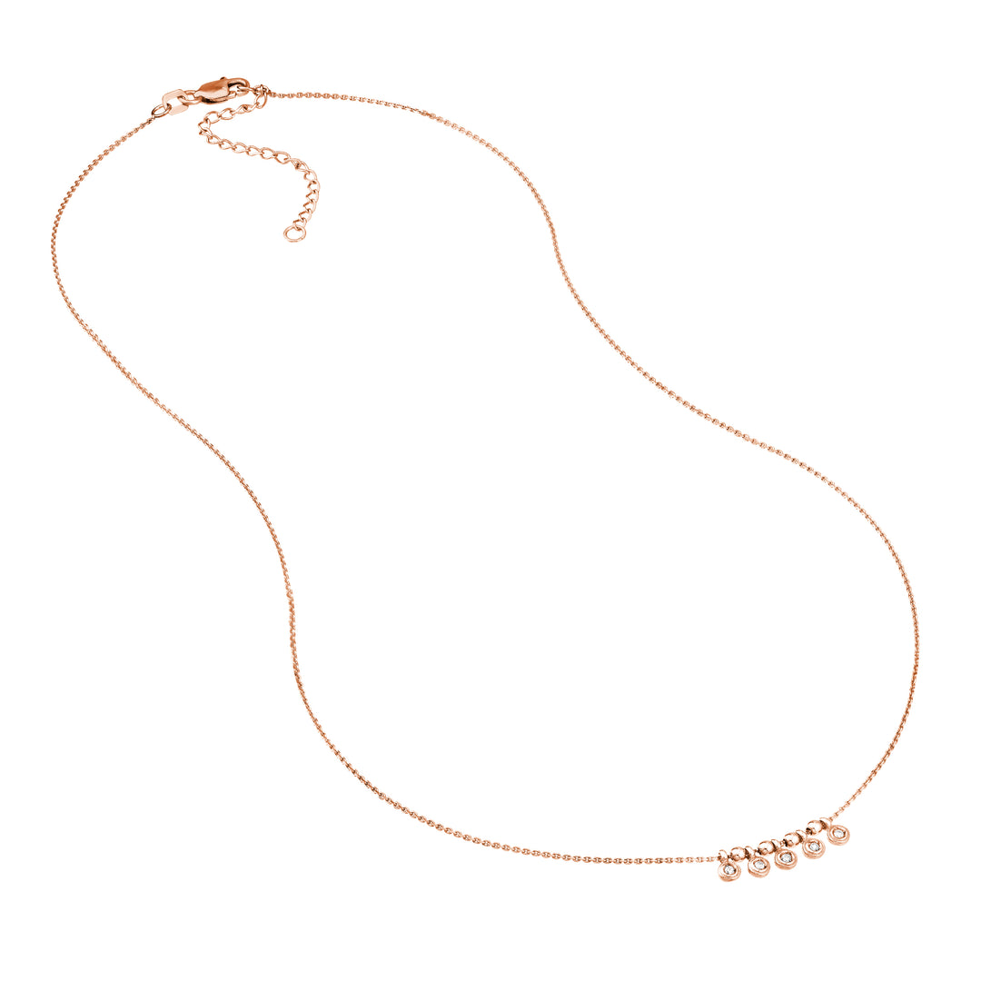 Mini Diamond Bezel and Bead Necklace