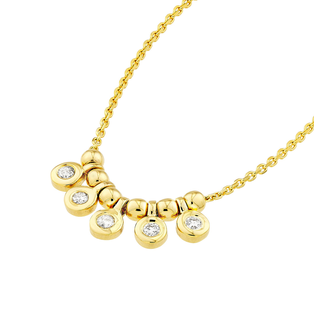 Mini Diamond Bezel and Bead Necklace