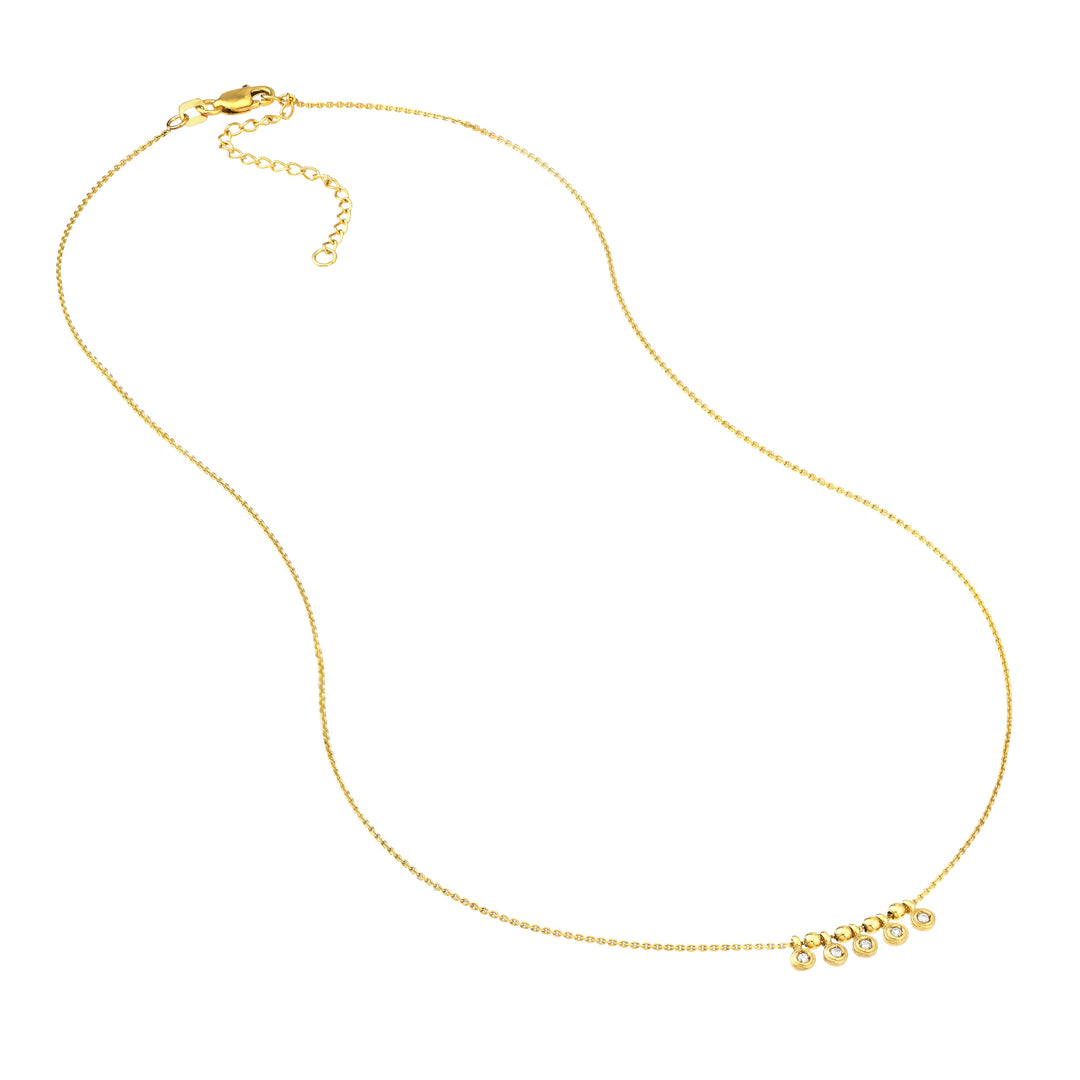 Mini Diamond Bezel and Bead Necklace