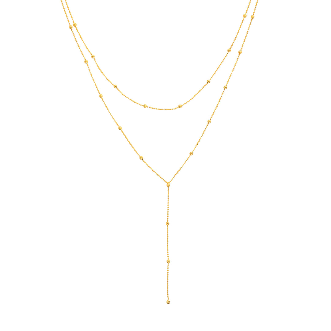 Double Stranded Bead Station Drop Necklace
