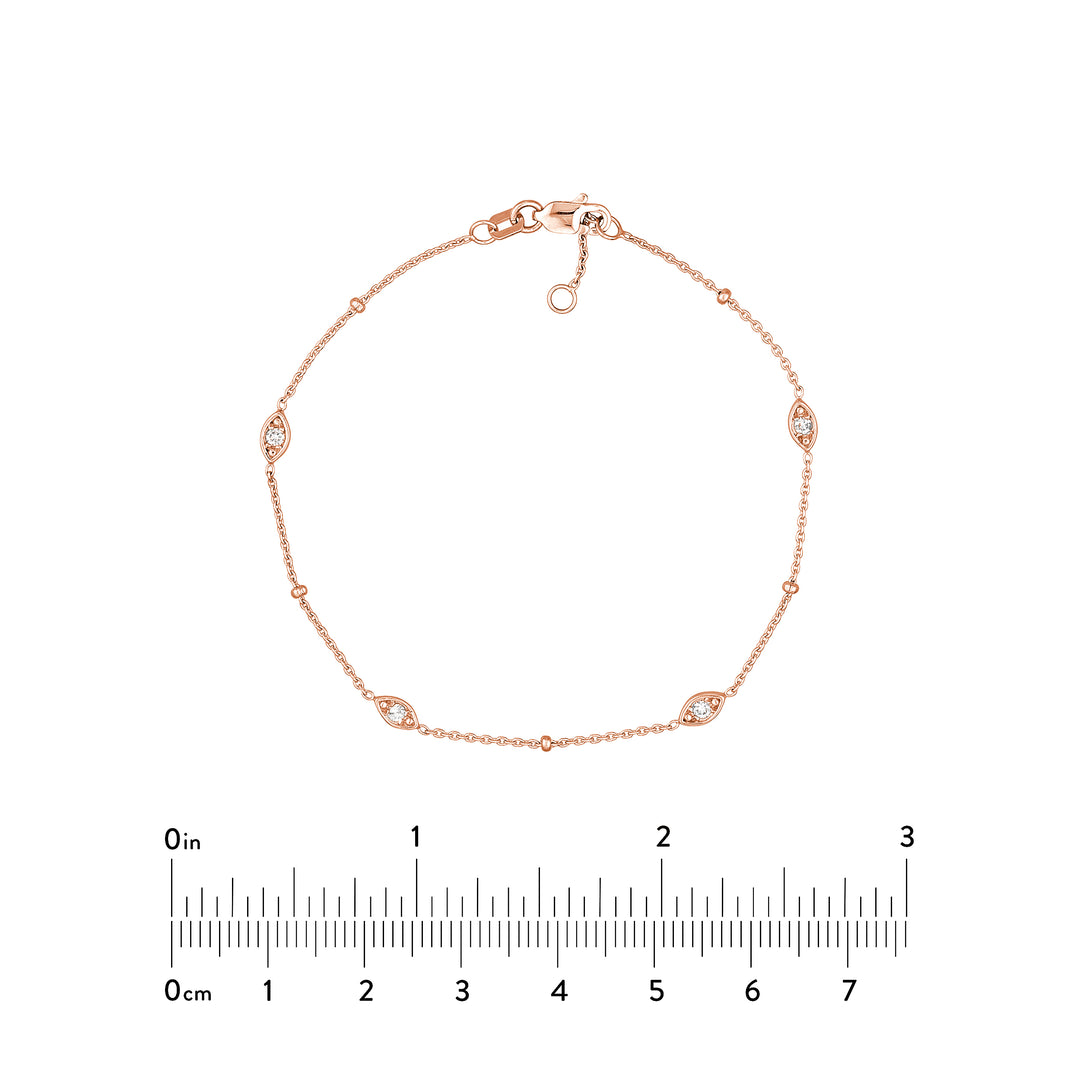 Diamond Marquise Bezels and Beads Bracelet