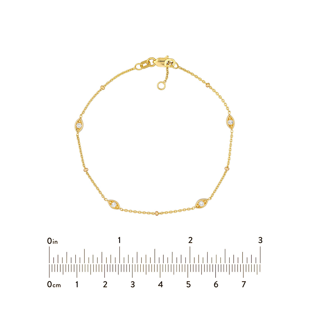 Diamond Marquise Bezels and Beads Bracelet