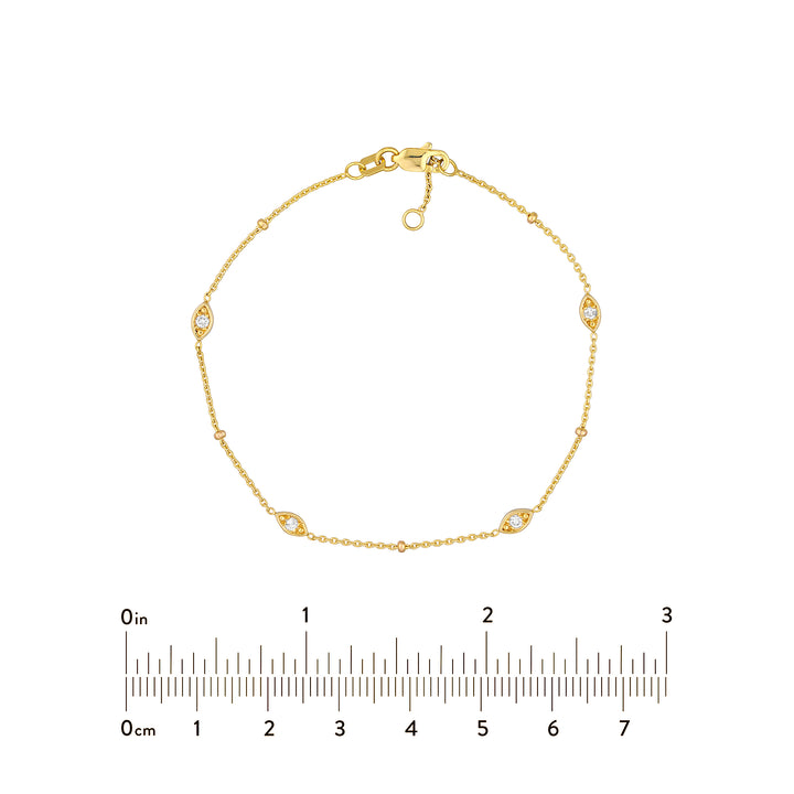 Diamond Marquise Bezels and Beads Bracelet