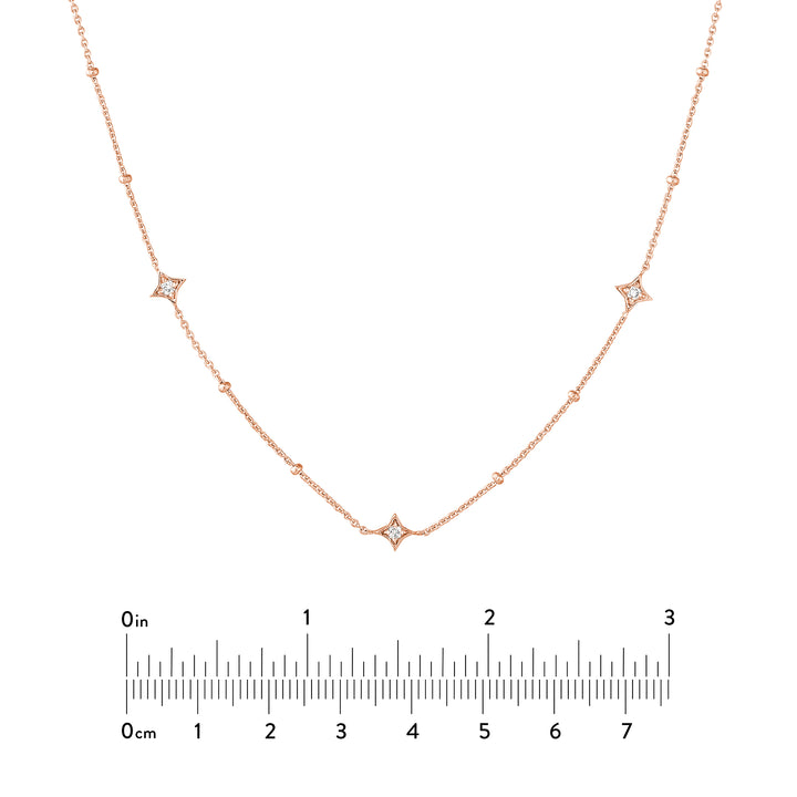 Diamond Star Bezels and Beads Necklace