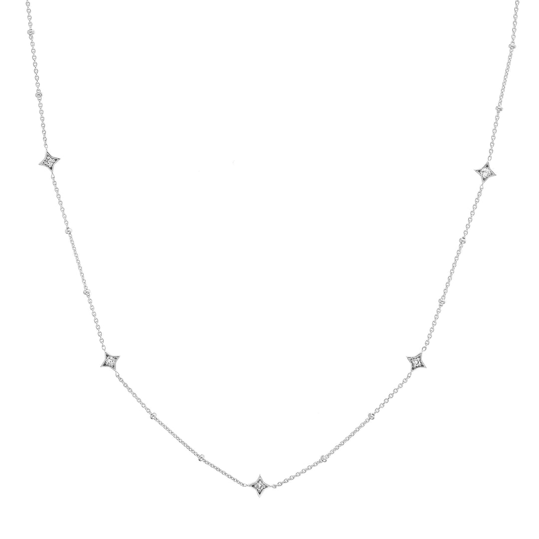 Diamond Star Bezels and Beads Necklace