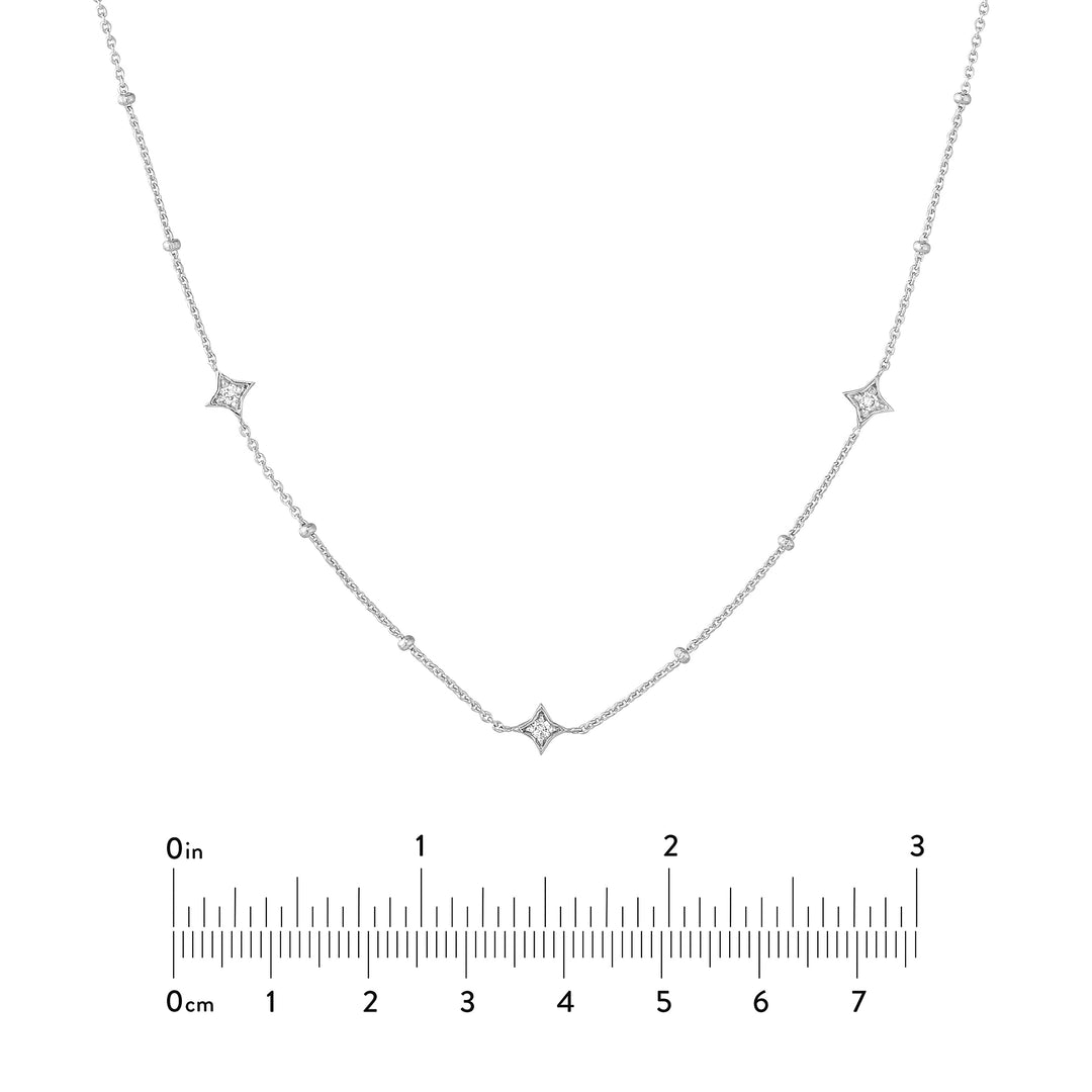 Diamond Star Bezels and Beads Necklace