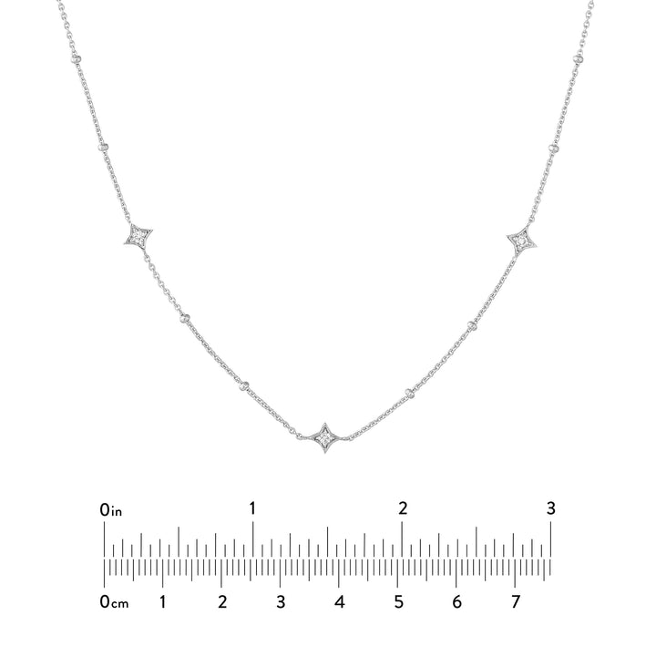 Diamond Star Bezels and Beads Necklace