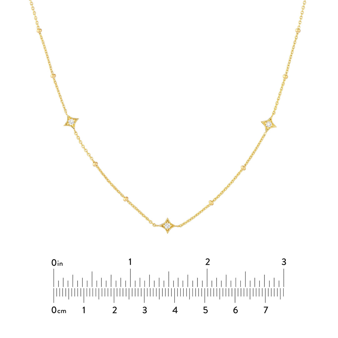Diamond Star Bezels and Beads Necklace