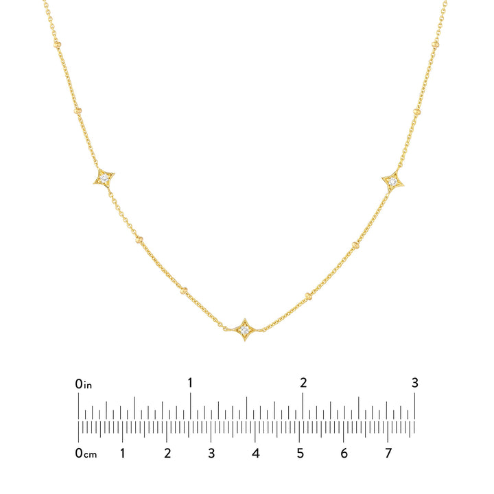 Diamond Star Bezels and Beads Necklace
