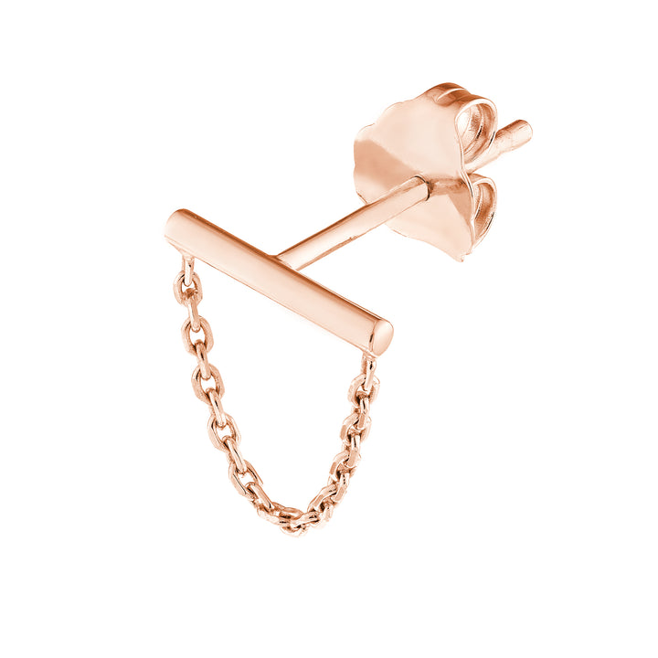 Horizontal Bar Earrings with Chain Drape