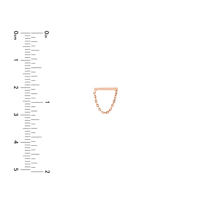 Horizontal Bar Earrings with Chain Drape