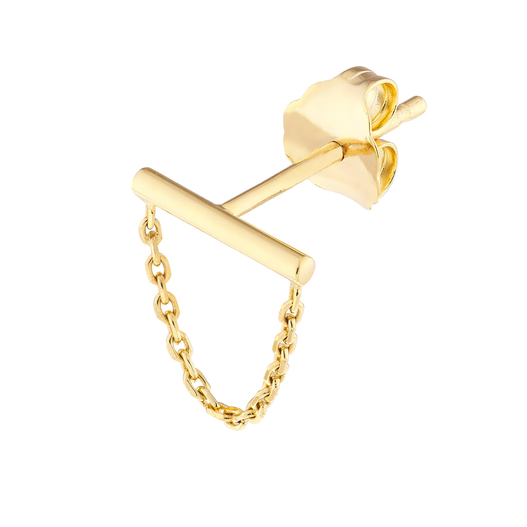 Horizontal Bar Earrings with Chain Drape