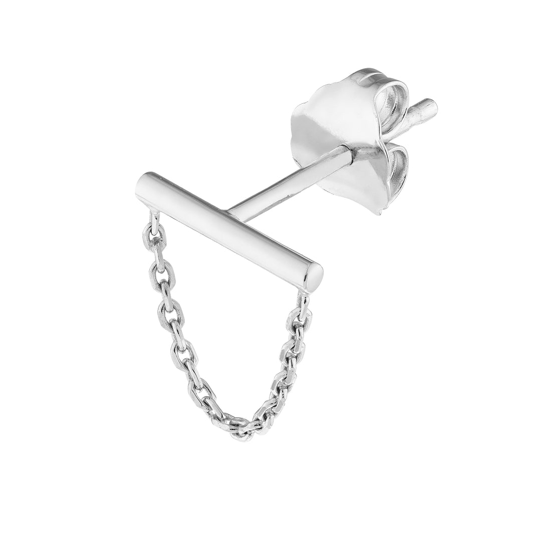 Horizontal Bar Earrings with Chain Drape
