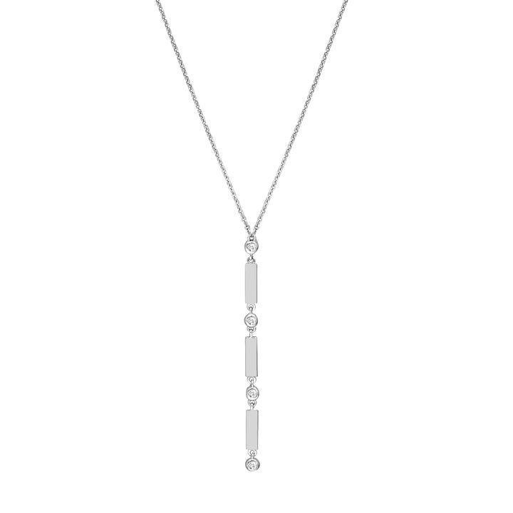 Mini Bars and Diamond Bezels Lariat Necklace