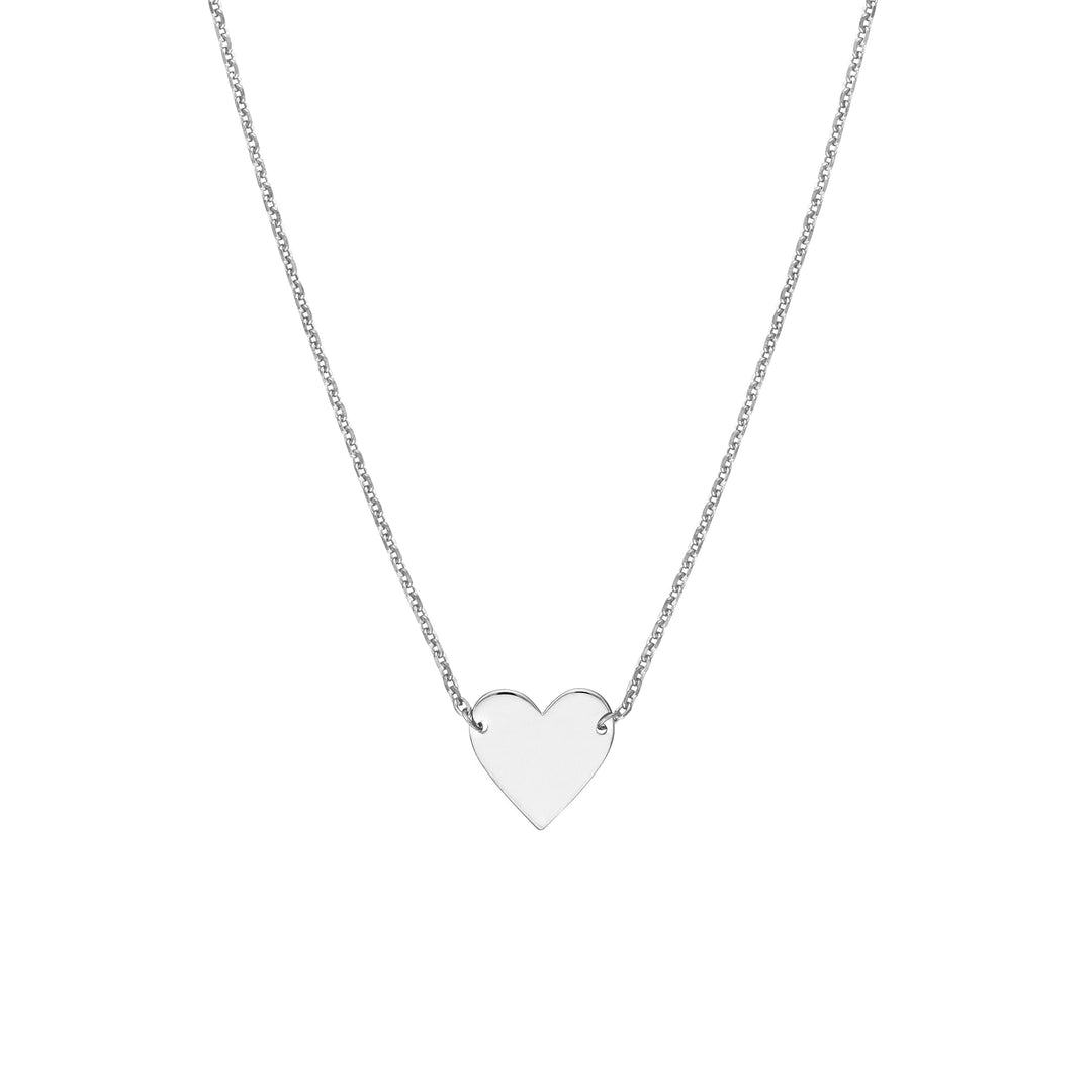 Plated Sterling Silver Polished Heart Necklace