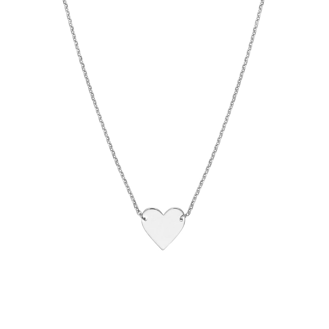 Plated Sterling Silver Polished Heart Necklace