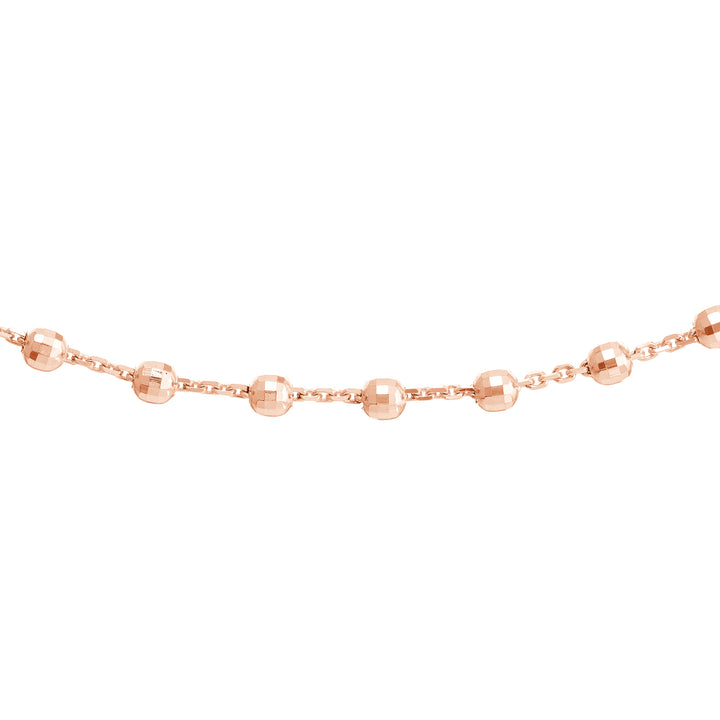 Diamond-Cut Bead Station Choker Chain Adjustable Lobster Lk