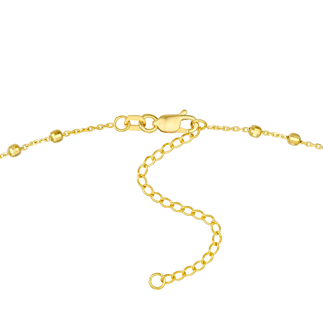 Diamond-Cut Bead Station Choker Chain Adjustable Lobster Lk