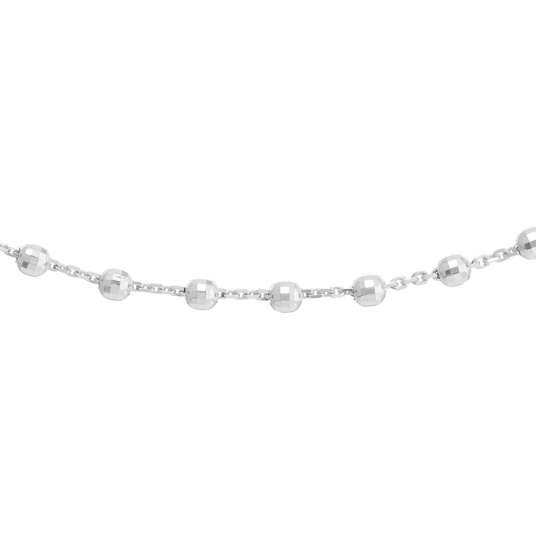 Diamond-Cut Bead Station Choker Chain Adjustable Lobster Lk