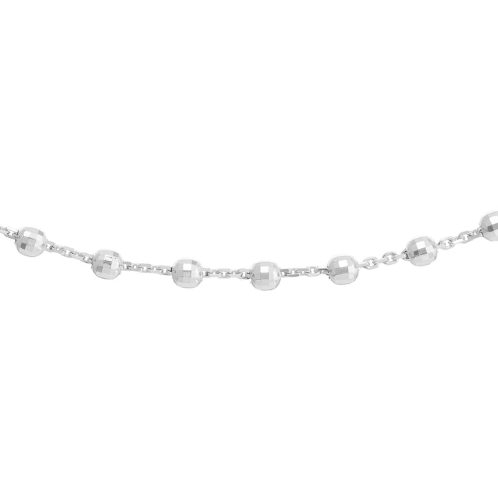 Diamond-Cut Bead Station Choker Chain Adjustable Lobster Lk