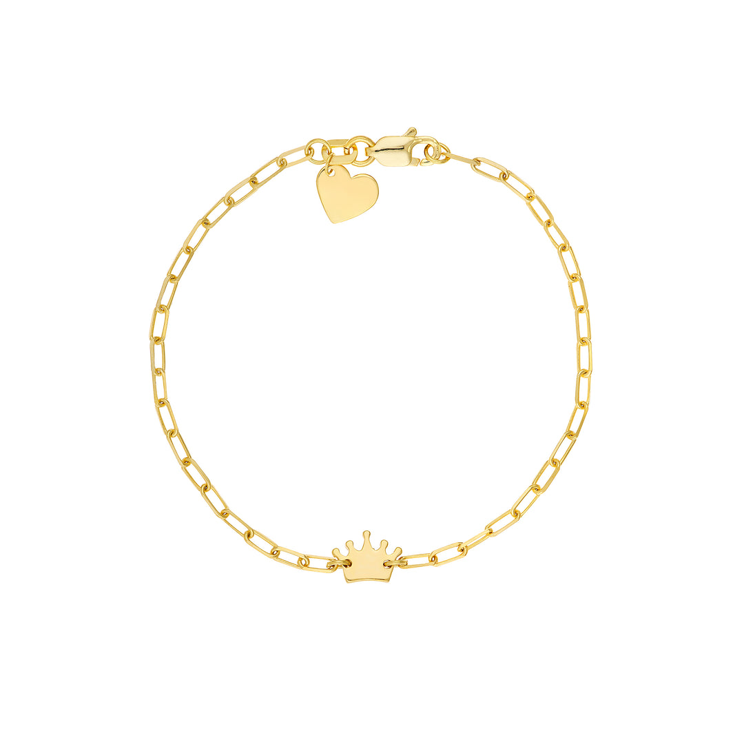 Kids Paper Clip Chain Bracelet with Crown