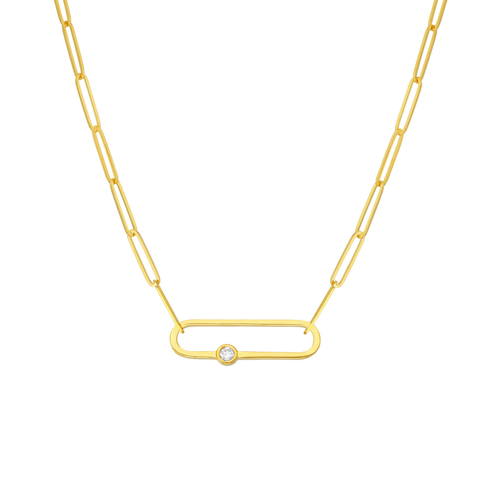 Diamond Paper Clip Necklace