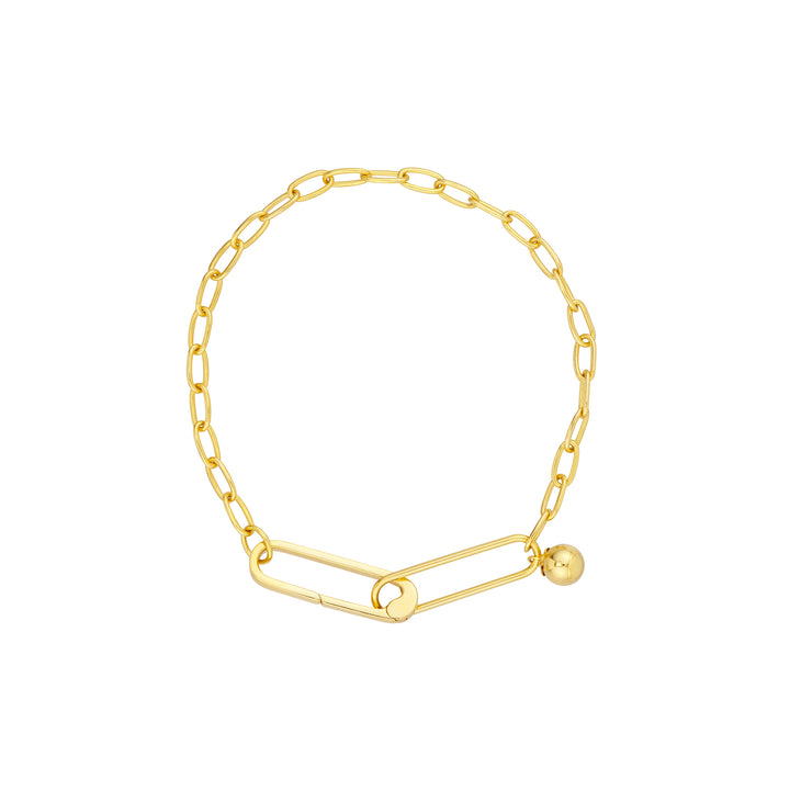 Push Lock Paper Clip Bracelet with Bead Charm
