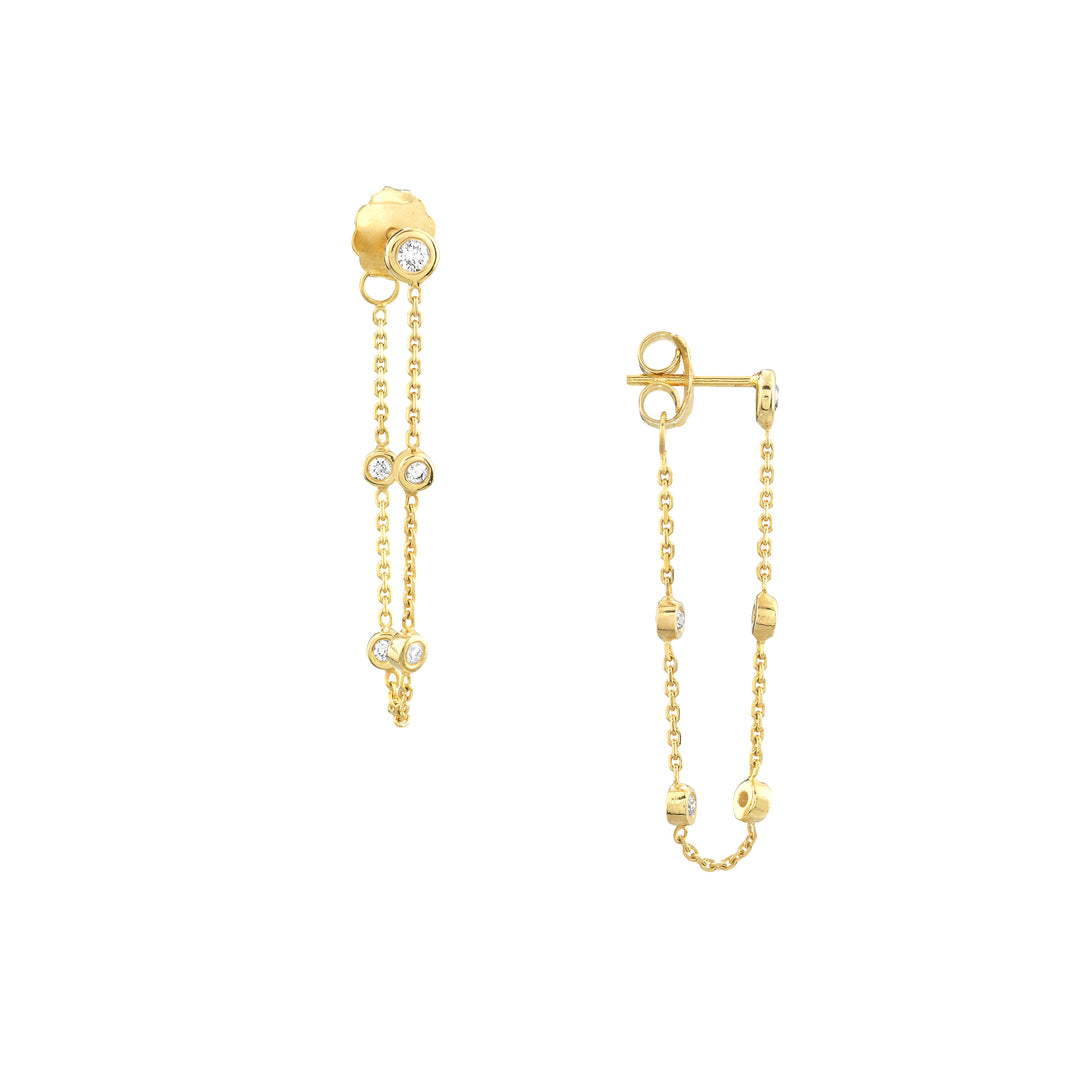 Bezel Diamond Chain Front-to-Back Earrings