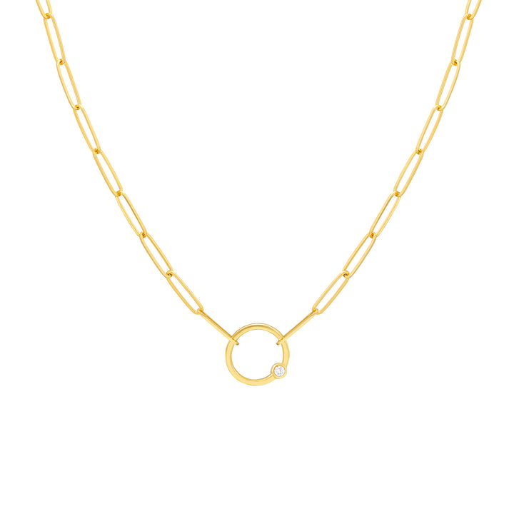 Bezel Diamond Ring Paper Clip Necklace