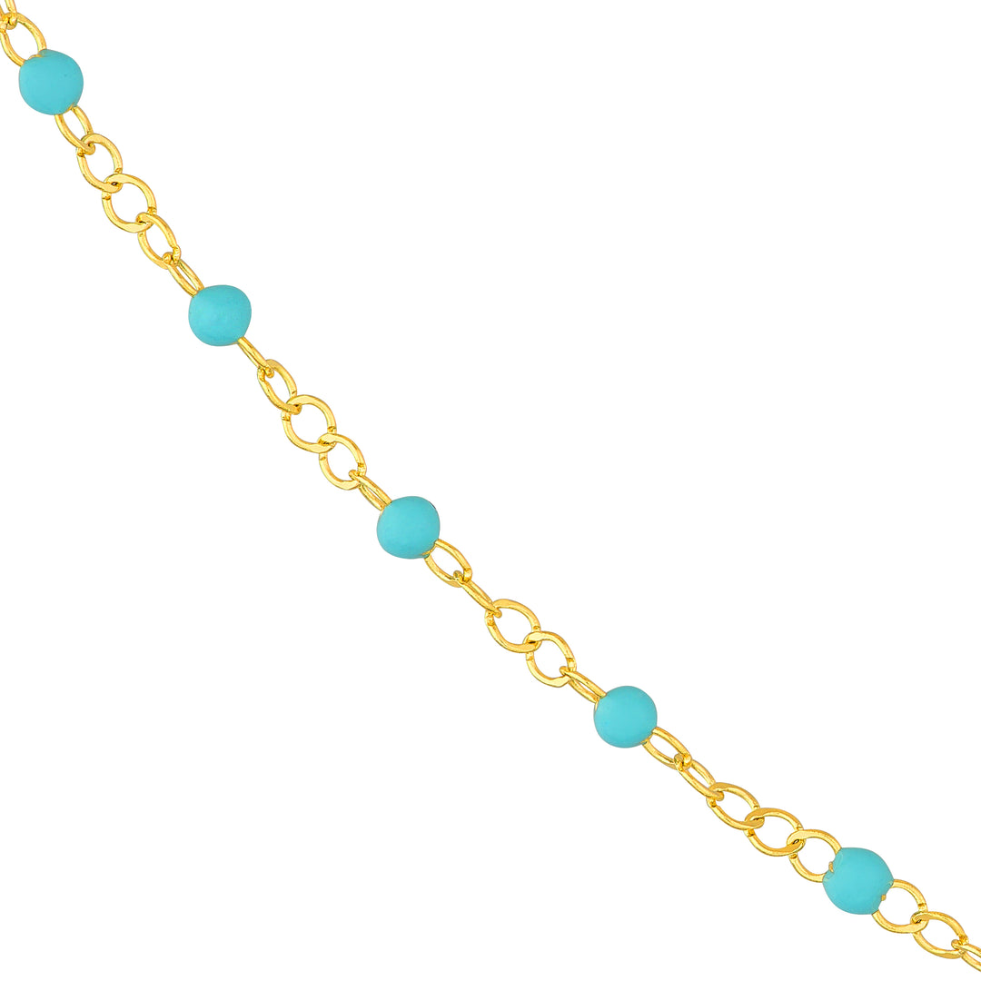 Light Turquoise Enamel Bead on Piatto Chain