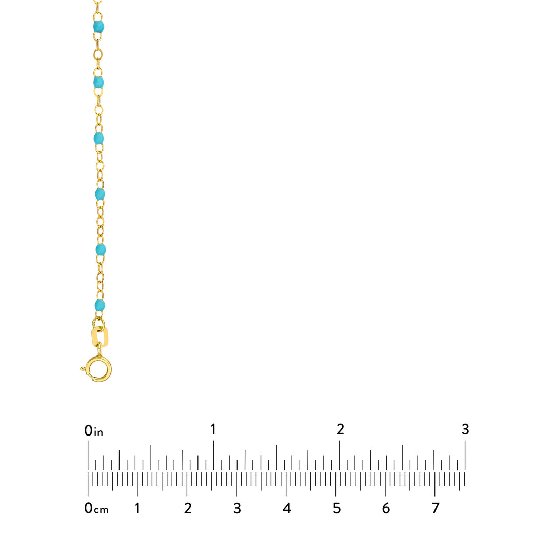 Light Turquoise Enamel Bead on Piatto Chain