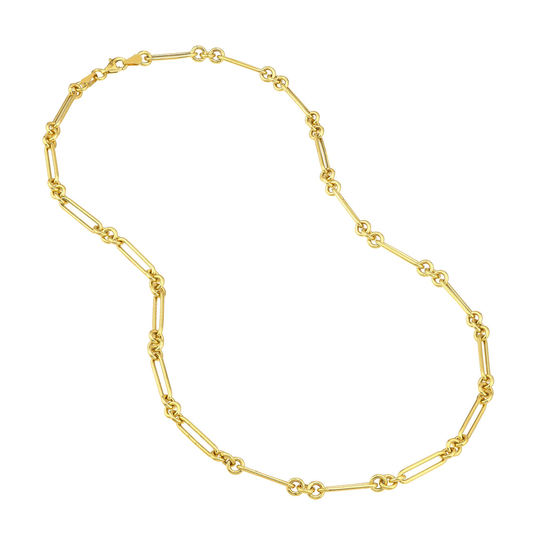 3+1 Hollow Fancy Rounded Paper Clip Chain with Pear Lock
