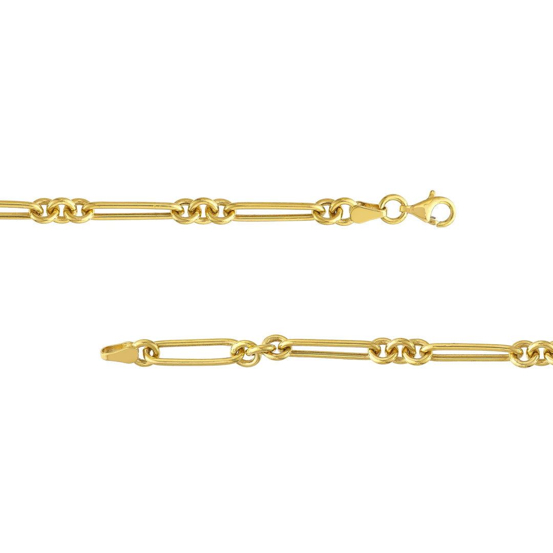 3+1 Hollow Fancy Rounded Paper Clip Chain with Pear Lock