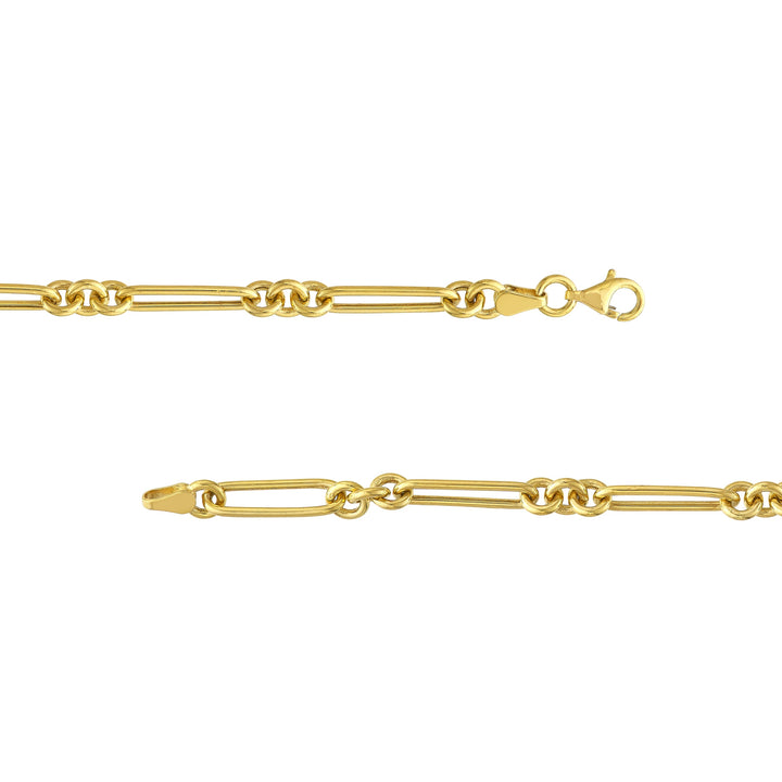 3+1 Hollow Fancy Rounded Paper Clip Chain with Pear Lock