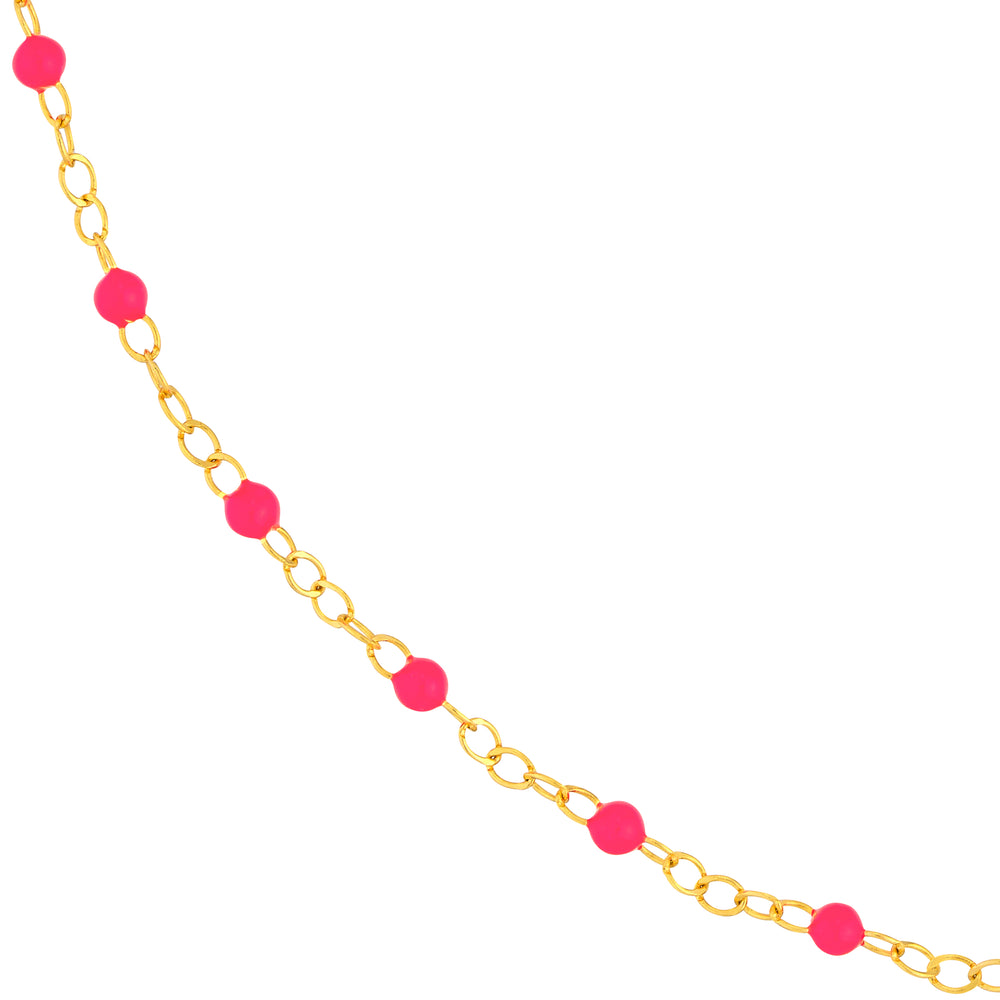 Neon Pink Enamel Bead Piatto Chain