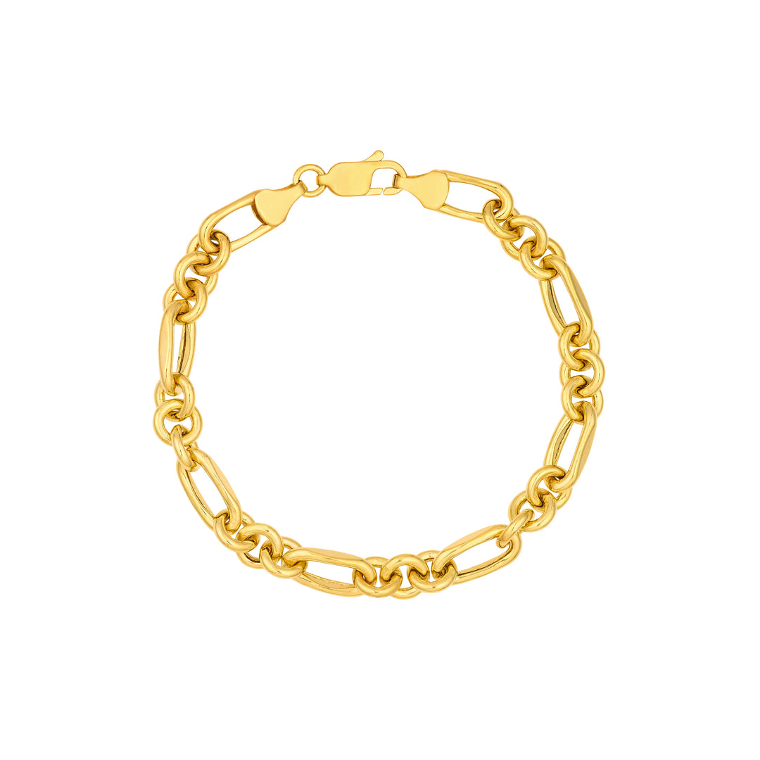 Hollow Rolo Paper Clip Oval Link (3+1) Bracelet