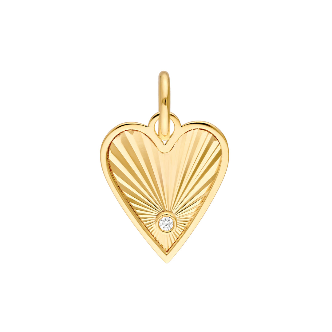 Diamond Fluted Heart Charm