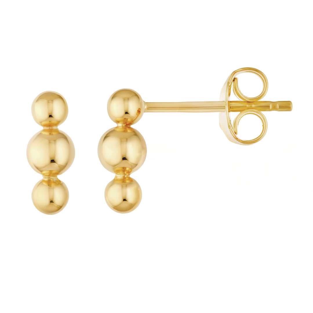 Linear Trio Bead Stud Earrings