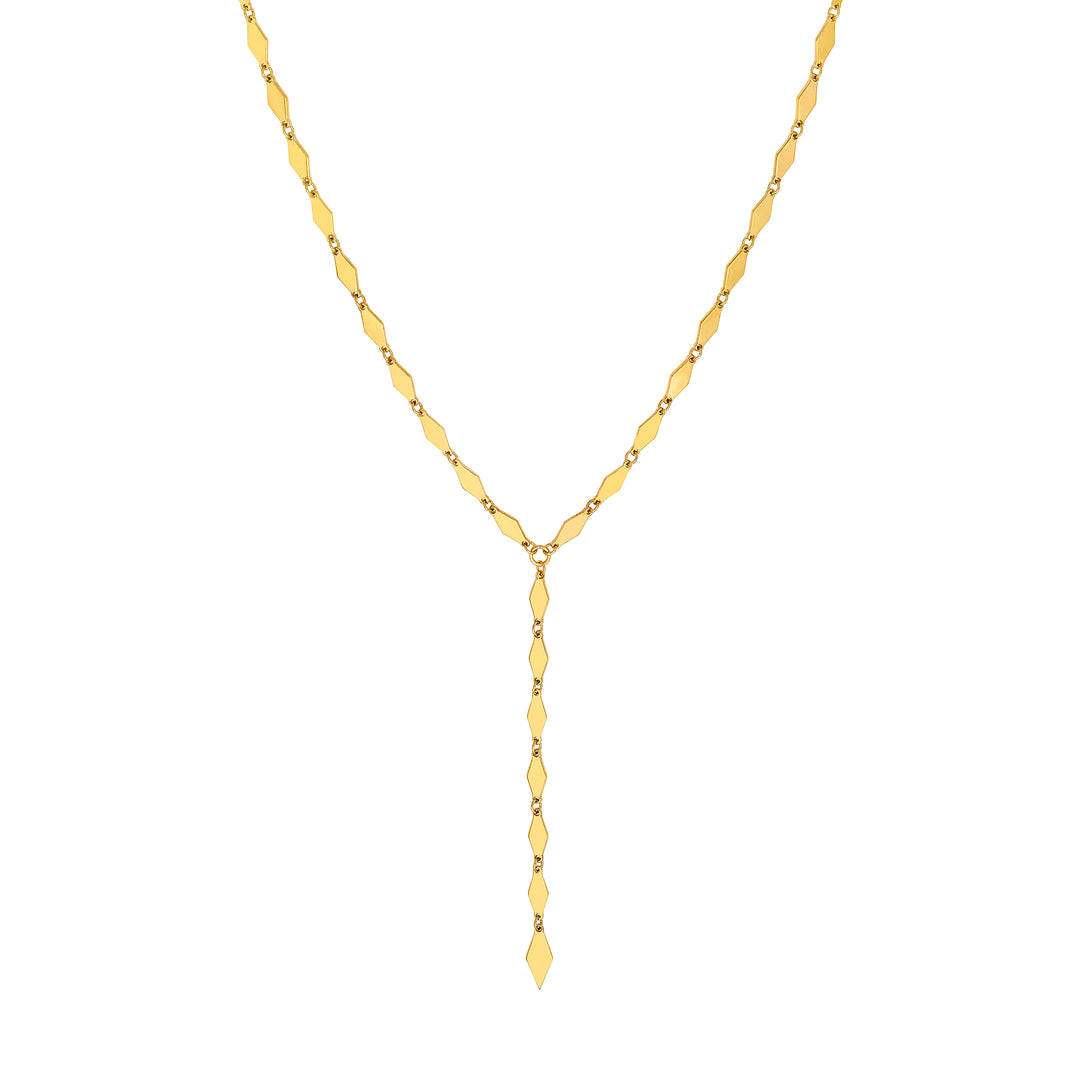 Mirror Diamond Shape Link Lariat Necklace