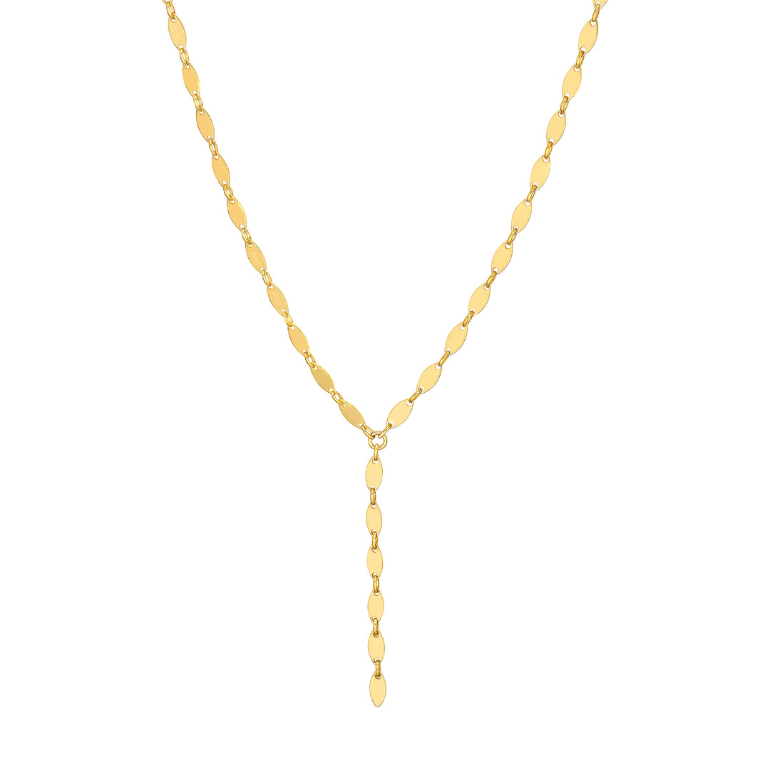 Mirror Oval Shape Link Lariat Necklace