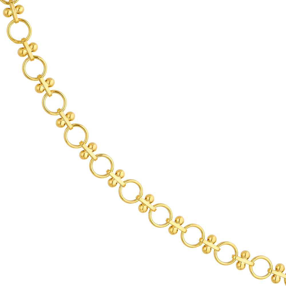 Alternating Round Link and Beaded Bar Necklace