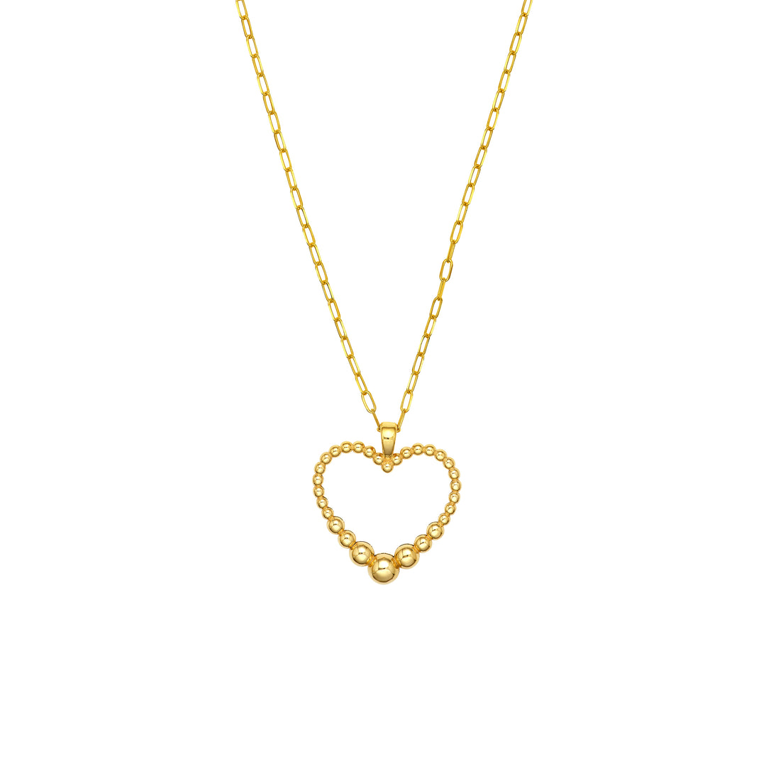 Graduated Beaded Heart Pendant Necklace