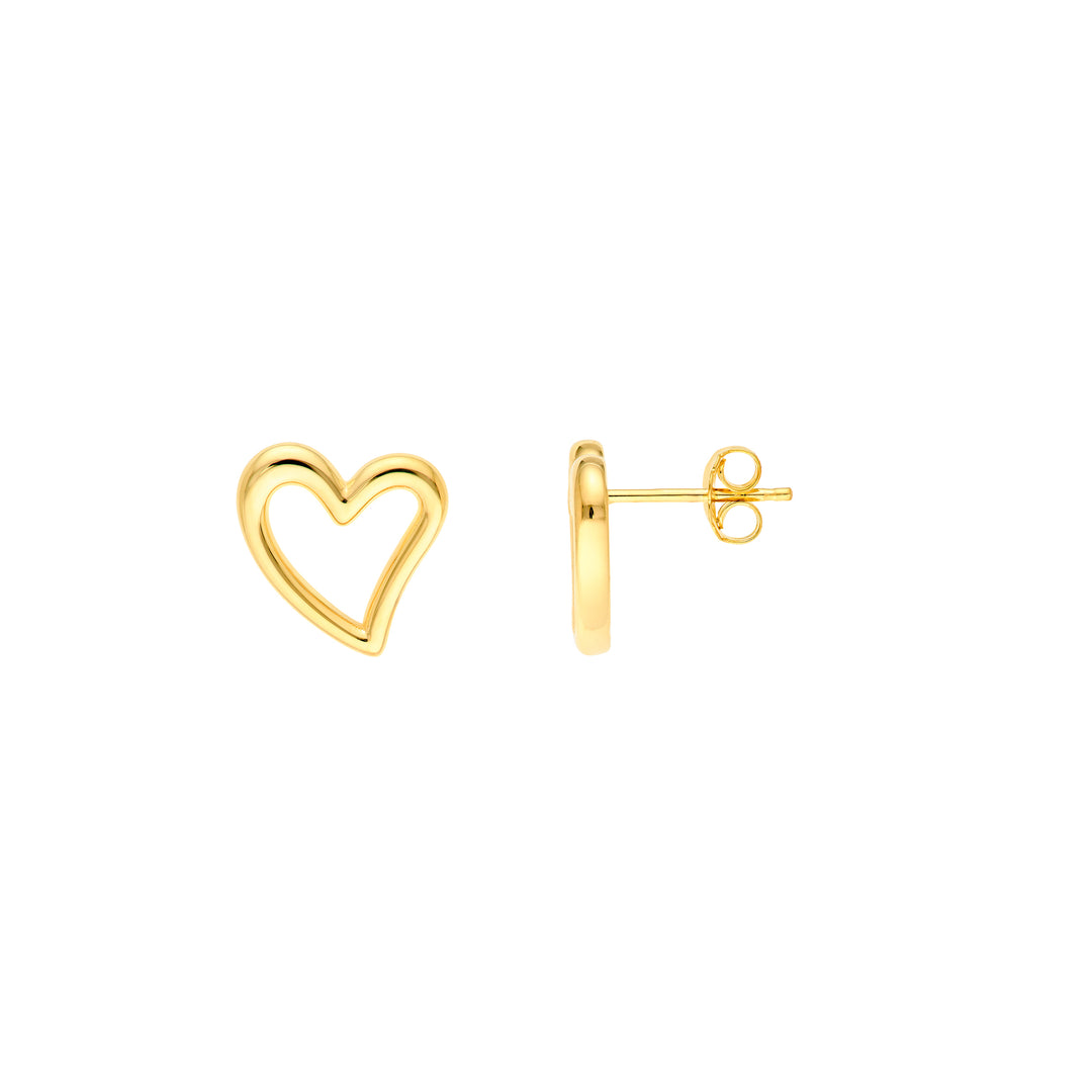 Open Wavy Heart Stud Earrings