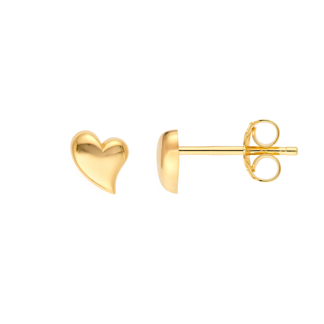 Wavy Polished Heart Stud Earrings