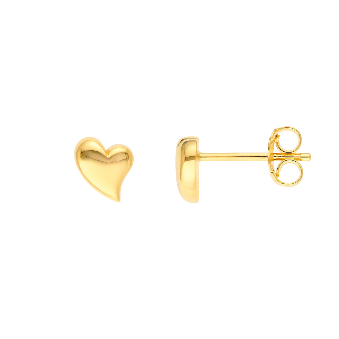 Wavy Polished Large Heart Stud Earrings