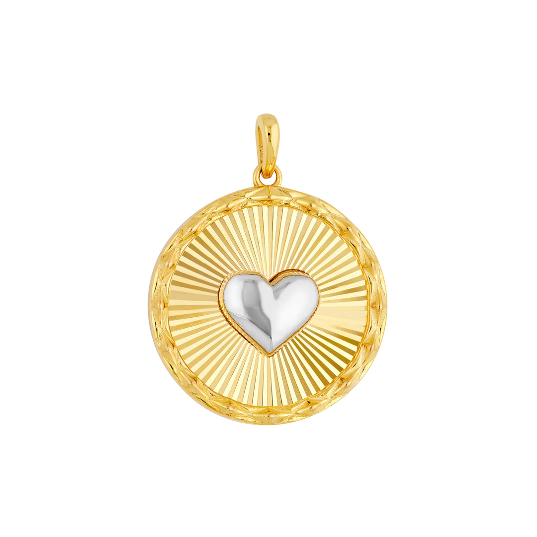 Two-Tone Fluted Heart Charm