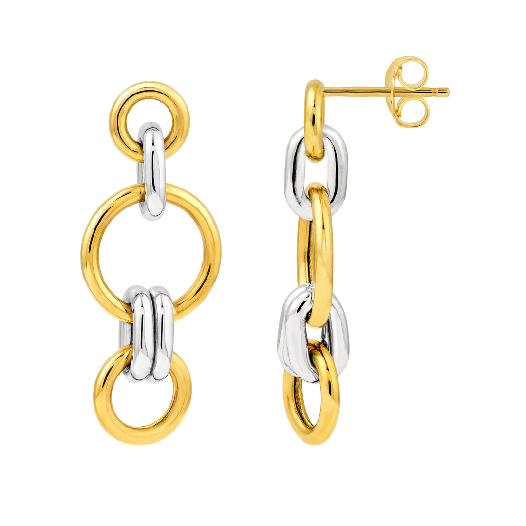 Two-Tone Round Link Earrings