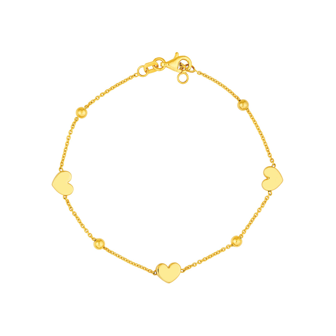 Heart and Round Bead Station Bracelet